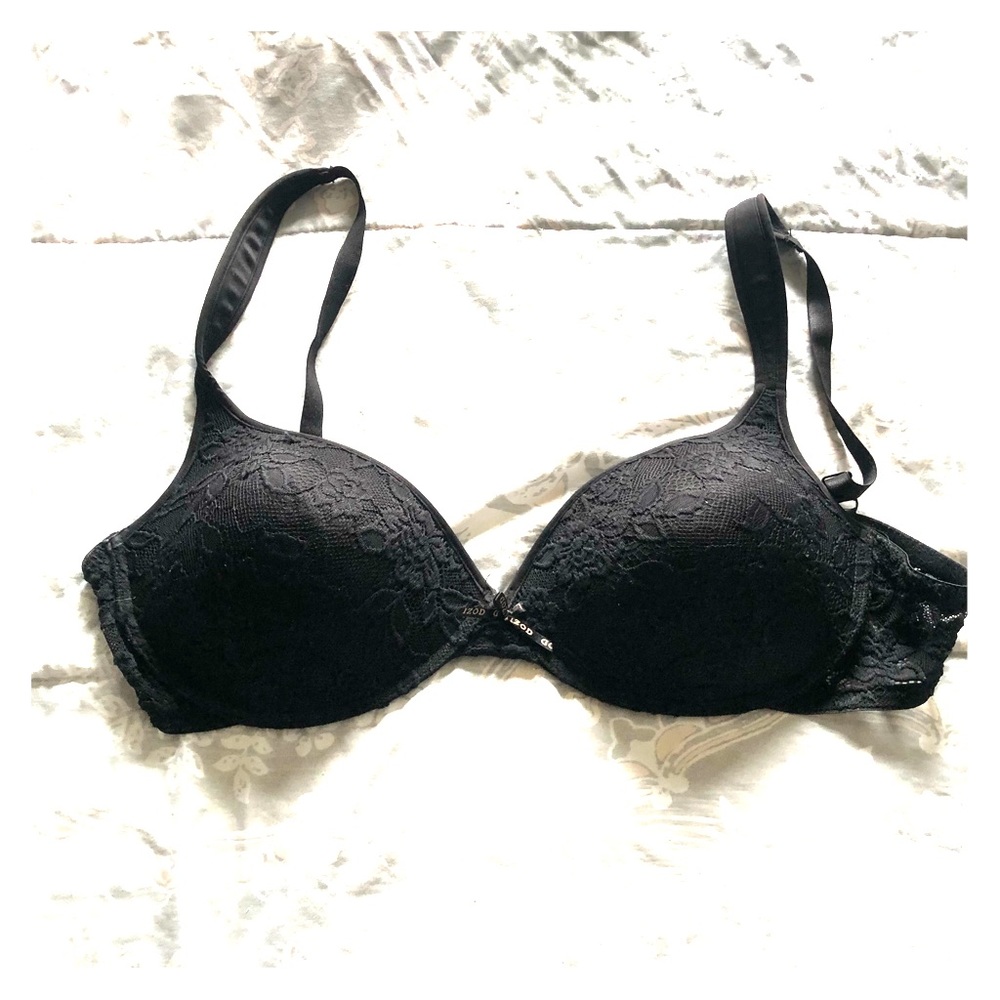 Black Izod 42DD Bra with Lace and Padded Cups